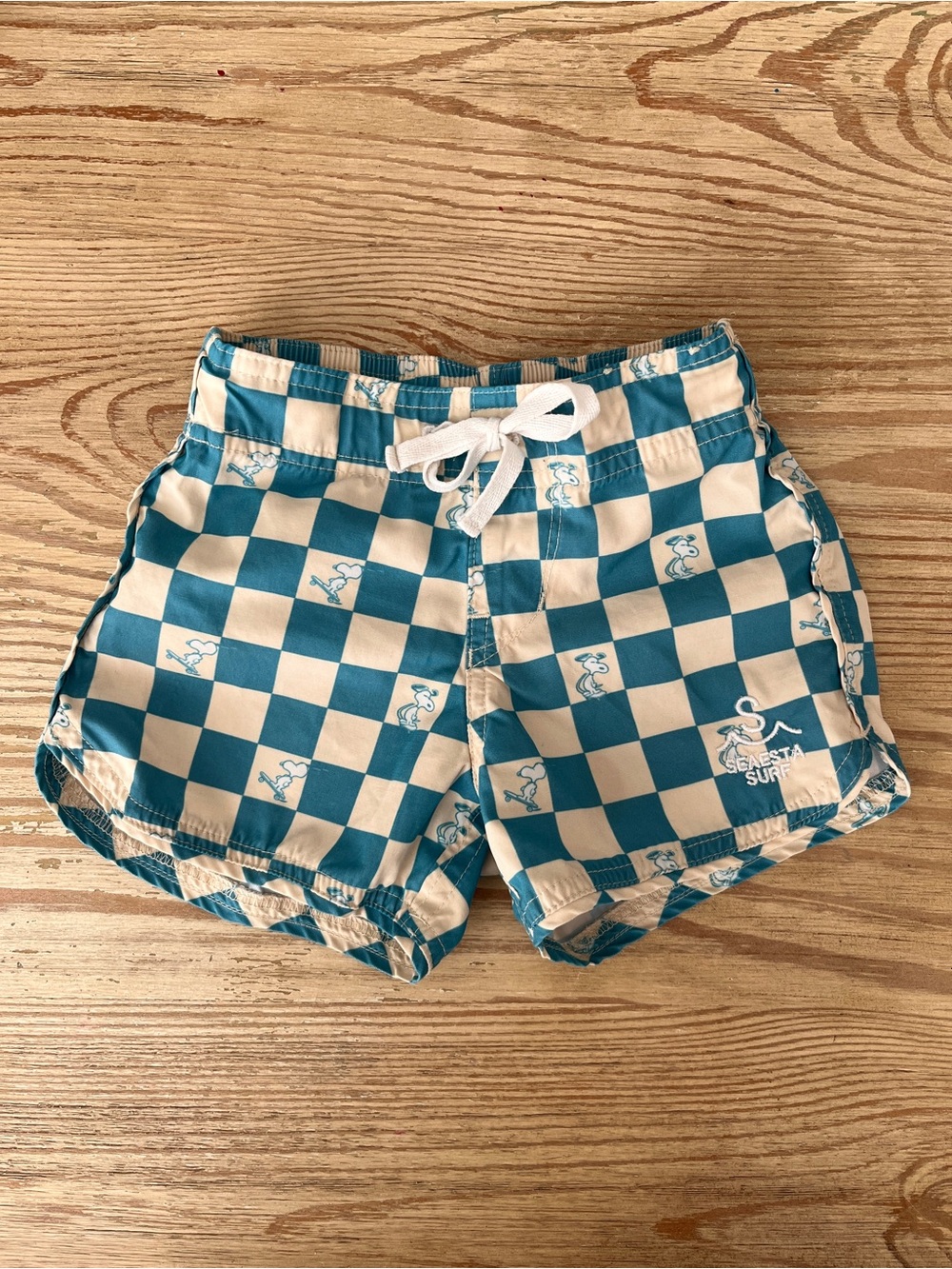 Seaesta Surf Kids Checkerboard Boardshorts - Blue/Cream, Peanuts/ Snoopy